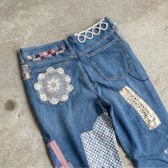 We The Free FP reworked Upcycled patchwork flare soft denim jeans size 31 - Picture 6 of 9